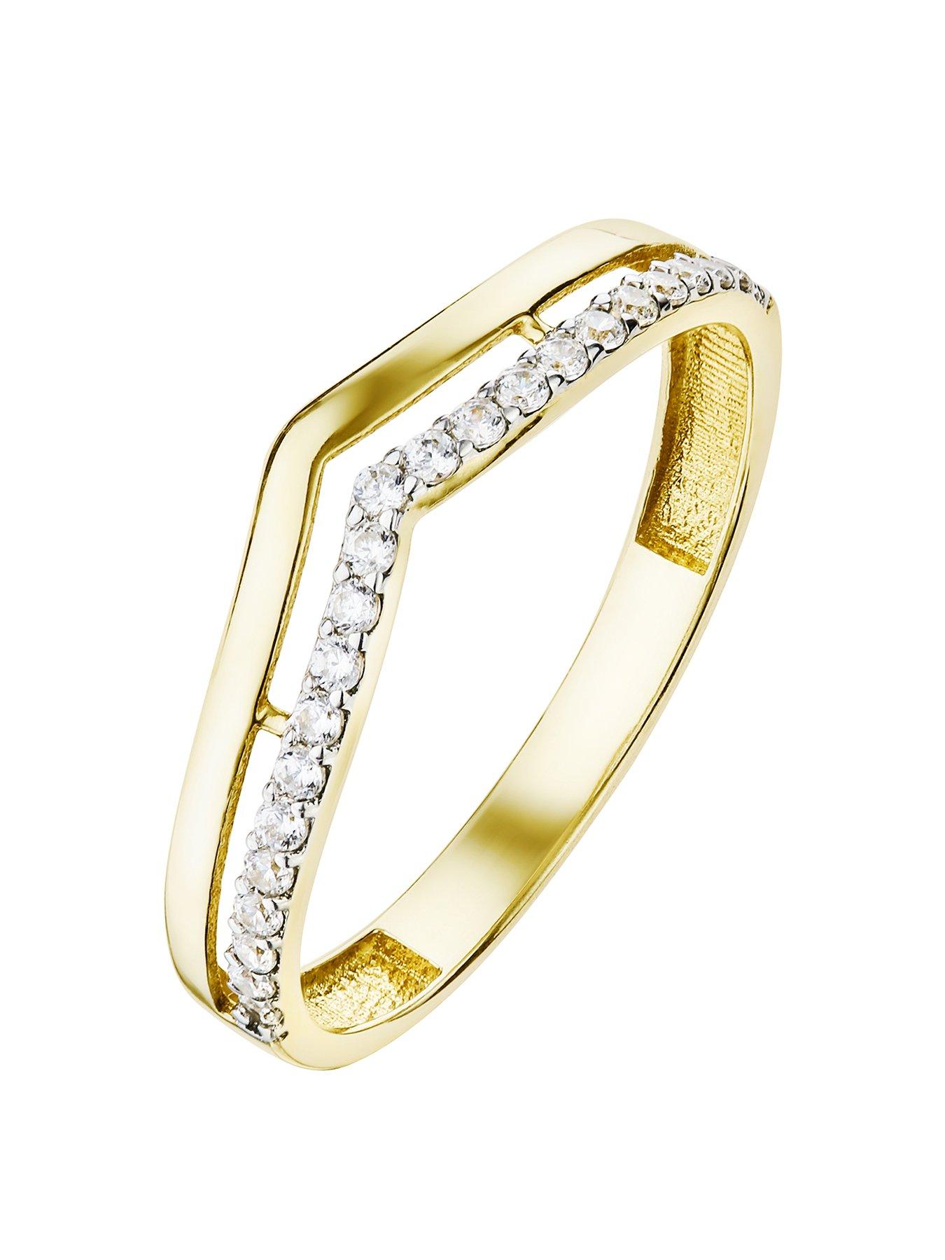 Love Gold 9Ct Yellow Gold Cubic Zirconia Double Row Wishbone Ring review