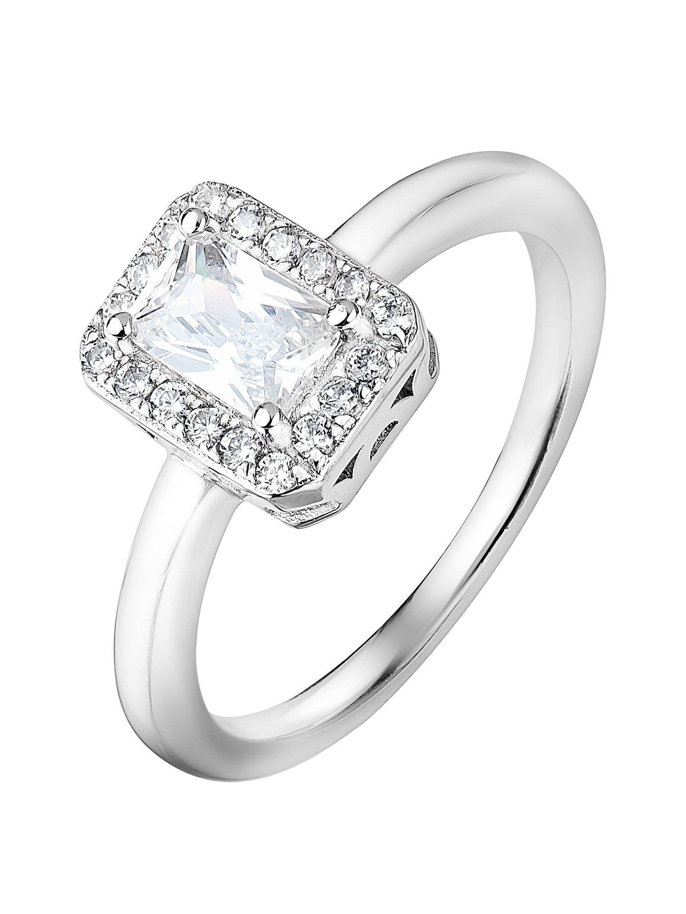 The Love Silver Collection Rhodium Plated Sterling Silver White Cubic Zirconia Emerald Cut Ring review