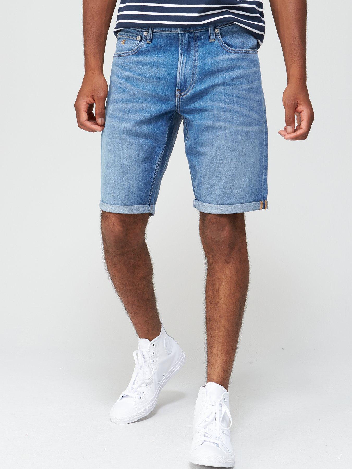 bright blue denim shorts