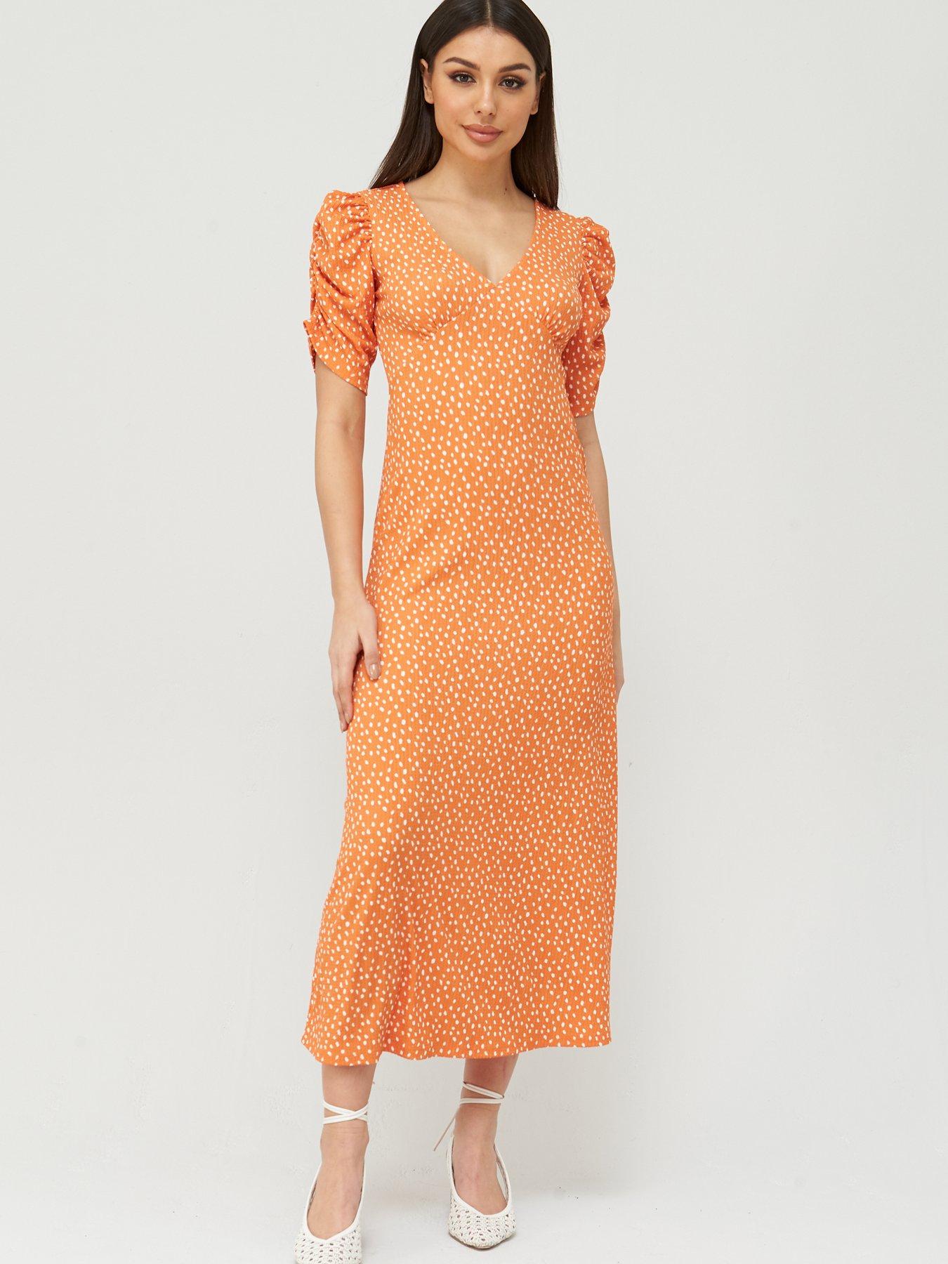 orange midaxi dress