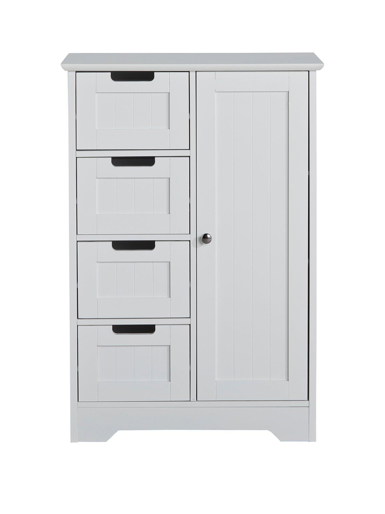 Product photograph of Lloyd Pascal Portland 4 Drawer 1 Door Console Unit - White from very.co.uk