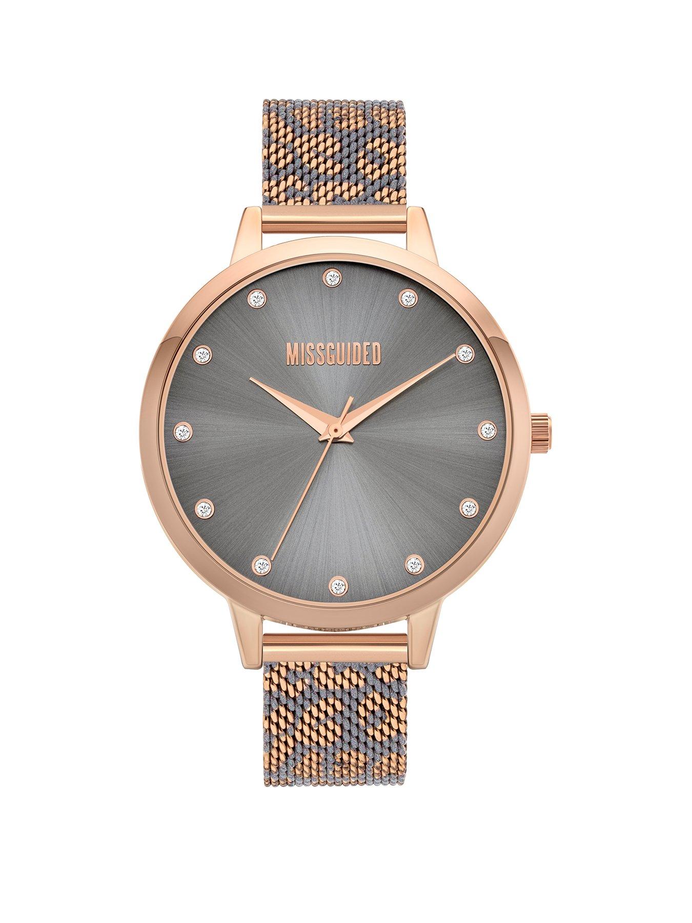 Missguided Missguided Rose Gold And Grey Leopard Printed Mesh Strap With Grey Dial review