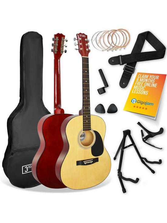 front image of 3rd-avenue-full-size-44-acoustic-guitar-pack-for-beginners-6-months-free-lessons-natural