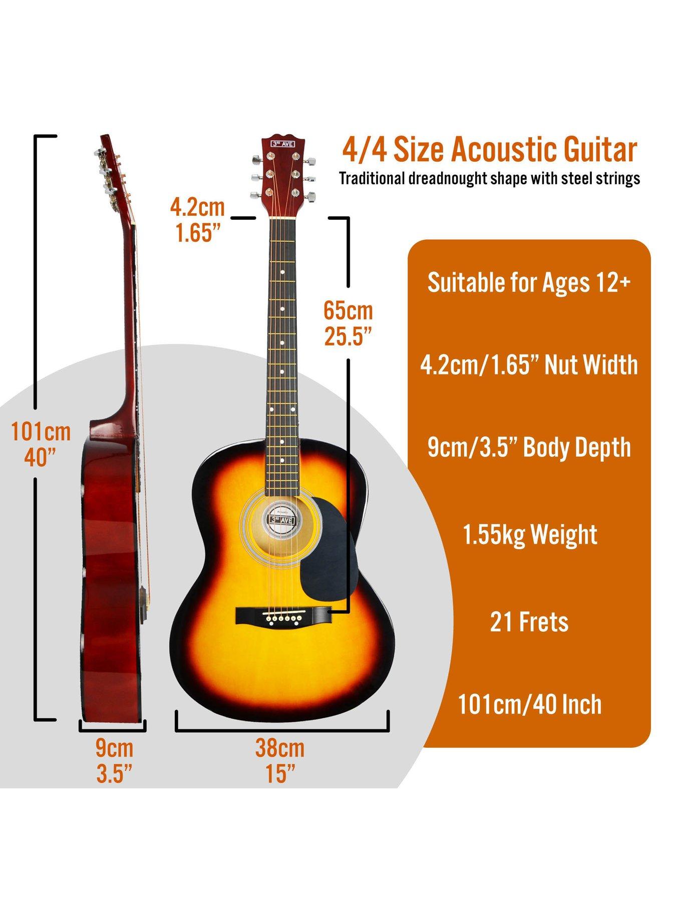 3rd Avenue Full Size 4 4 Acoustic Guitar Pack for Beginners 6