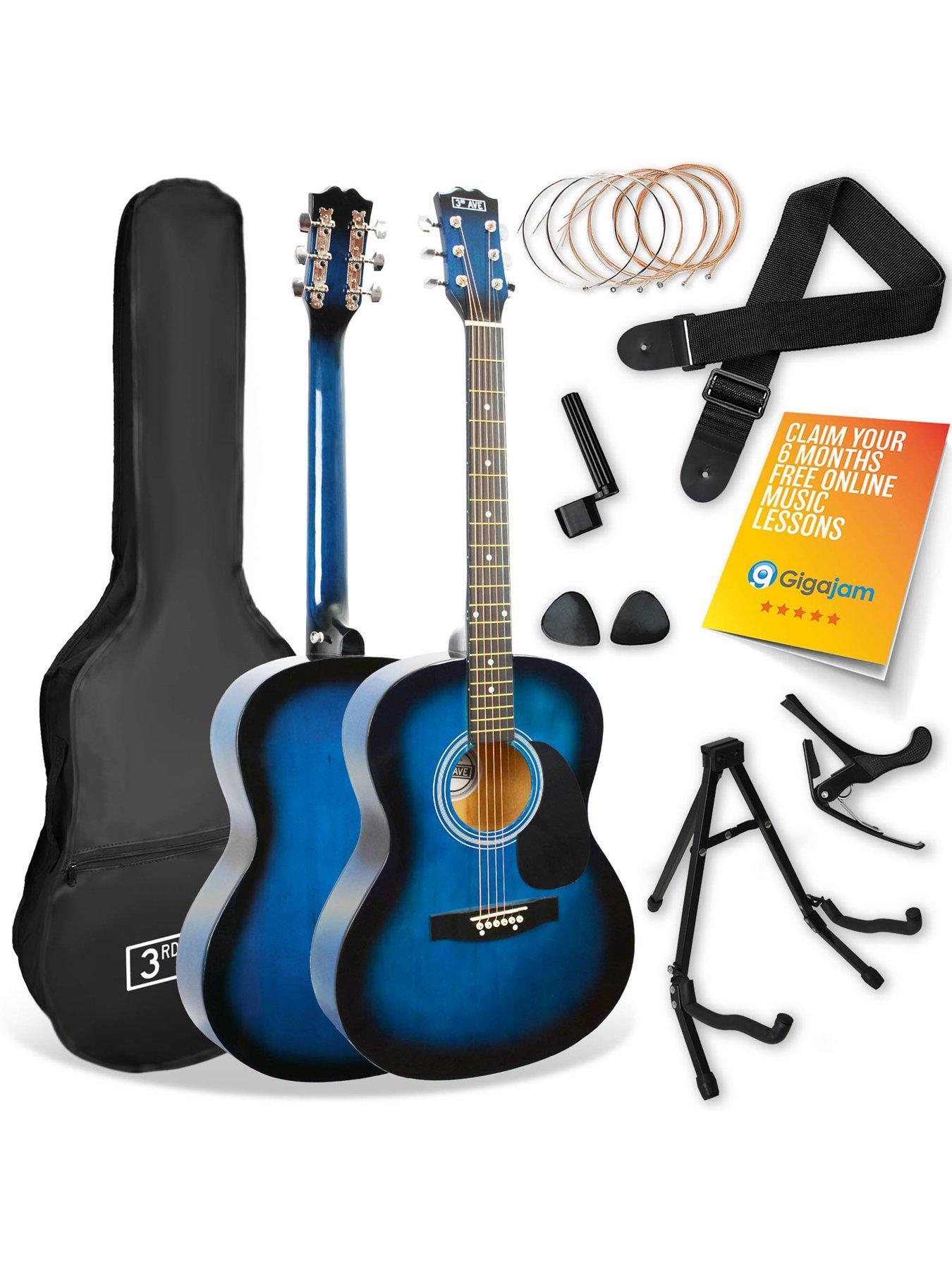 undefined Full Size 4/4 Acoustic Guitar Pack for Beginners - 6 Months FREE Lessons - Blueburst