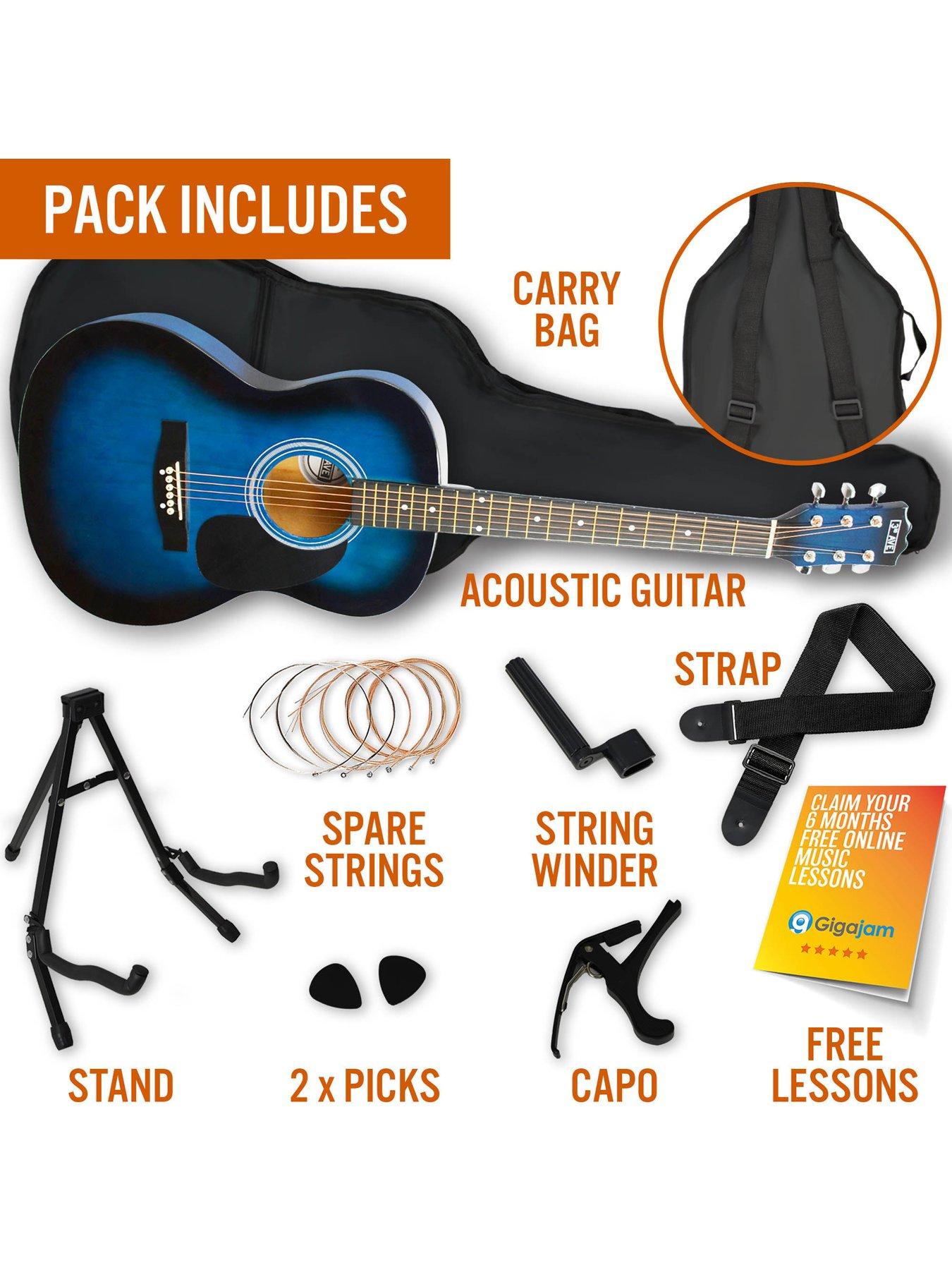 3rd Avenue Full Size 4 4 Acoustic Guitar Pack for Beginners 6