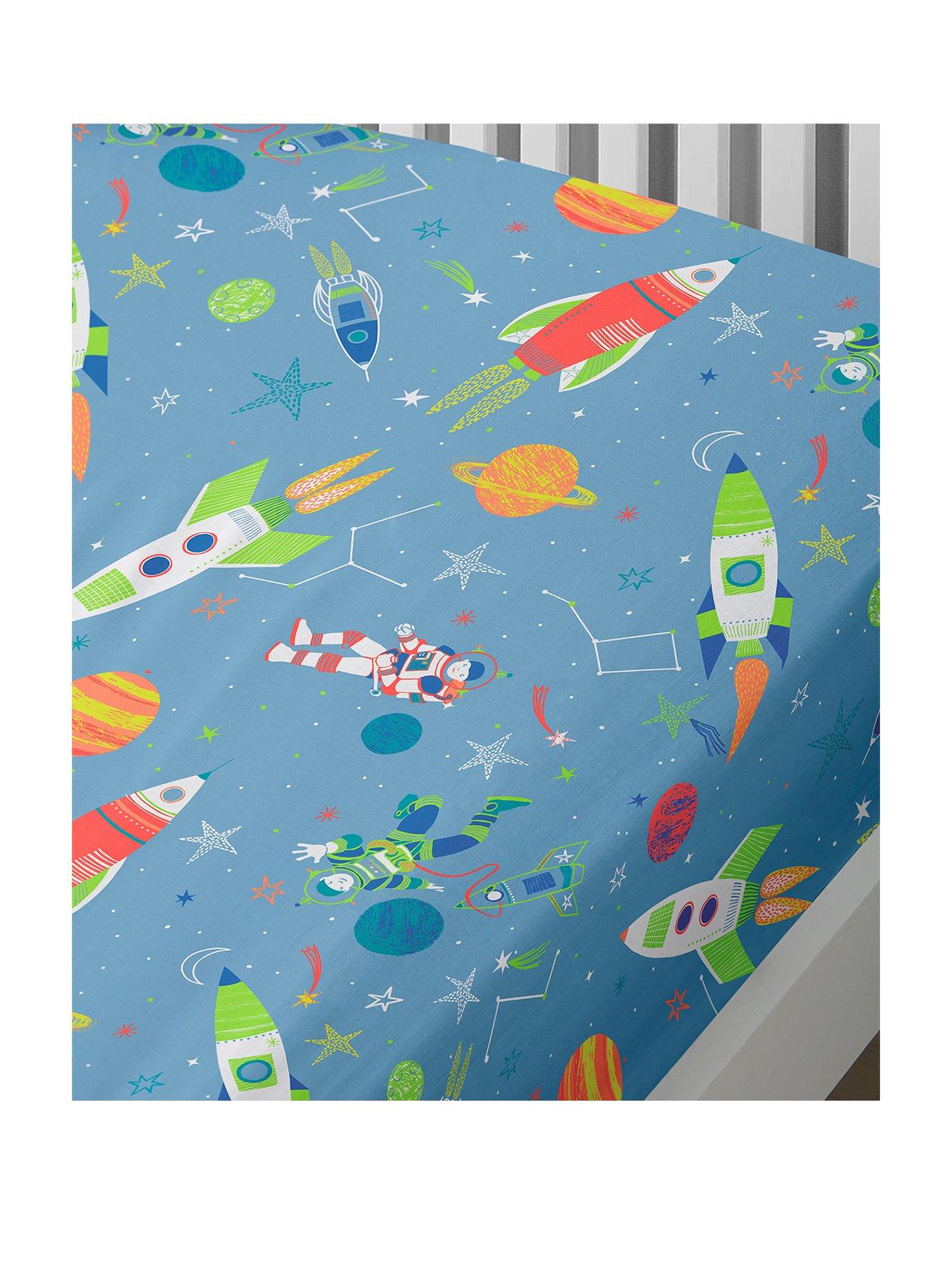 Product photograph of Bedlam Supersonic Glow In The Dark Single Fitted Sheet - Multi from very.co.uk