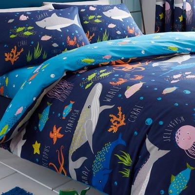 Bedlam Sea Life Glow In The Dark Single Duvet Cover Set - Multi