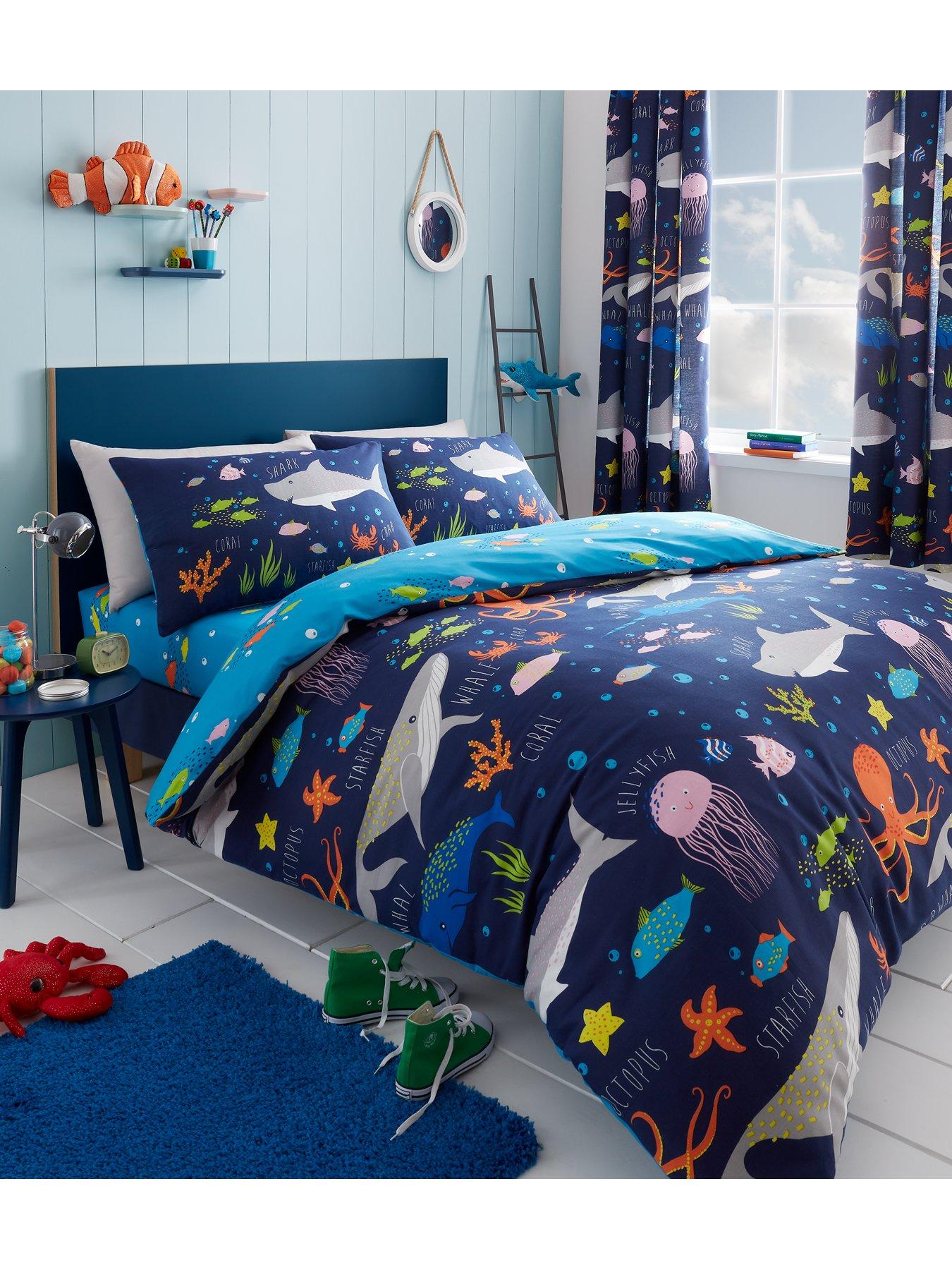 undefined Sea Life Glow In The Dark Single Duvet Cover Set - Multi