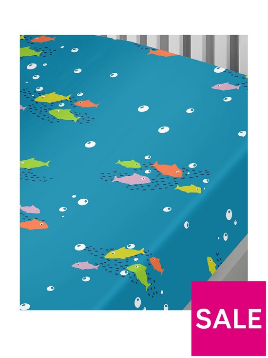 front image of bedlam-sea-life-glow-in-the-dark-single-fitted-sheet-multi