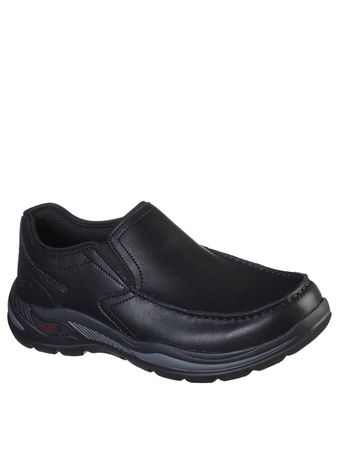 skechers mens leather slip on shoes