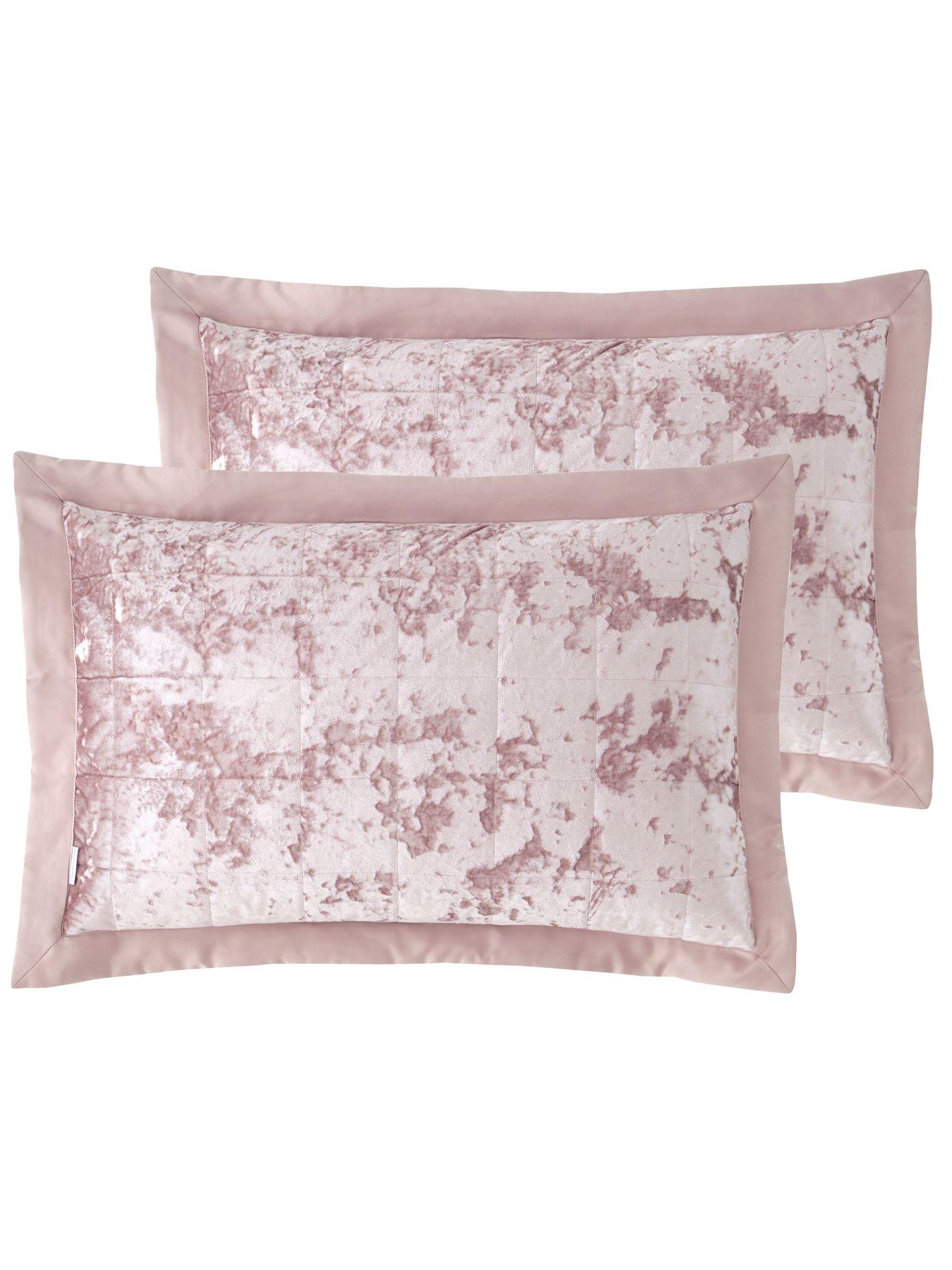 Catherine Lansfield Crushed Velvet Pillowsham Pair, Polyester, Natural :  : Home & Kitchen