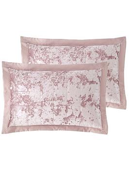 Product photograph of Catherine Lansfield Crushed Velvet Pillowsham Pair - Pink from very.co.uk