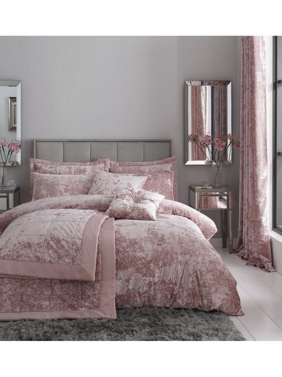 front image of catherine-lansfield-crushed-velvet-duvet-cover-set-blush-pink