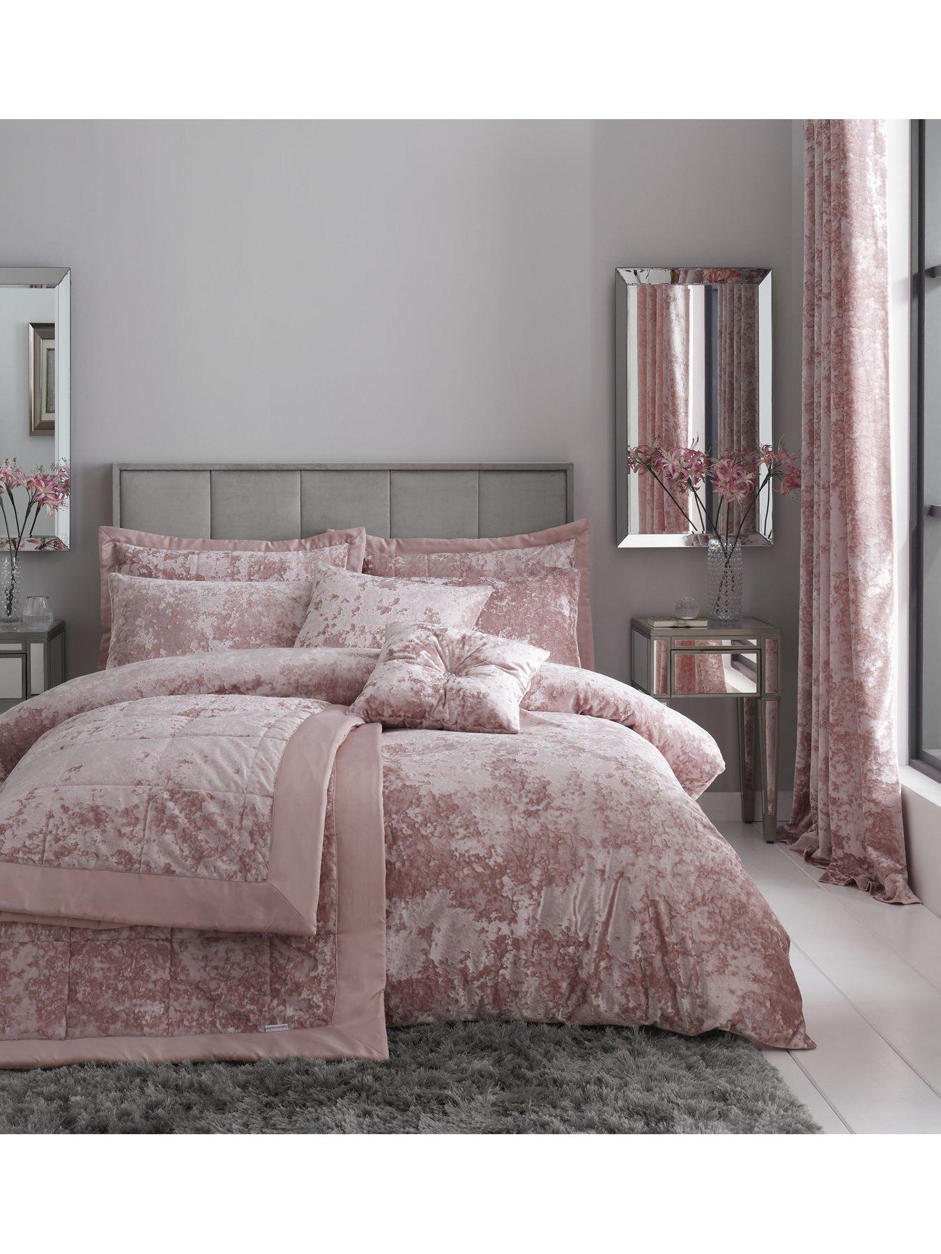 undefined Crushed Velvet Duvet Cover Set - Blush Pink