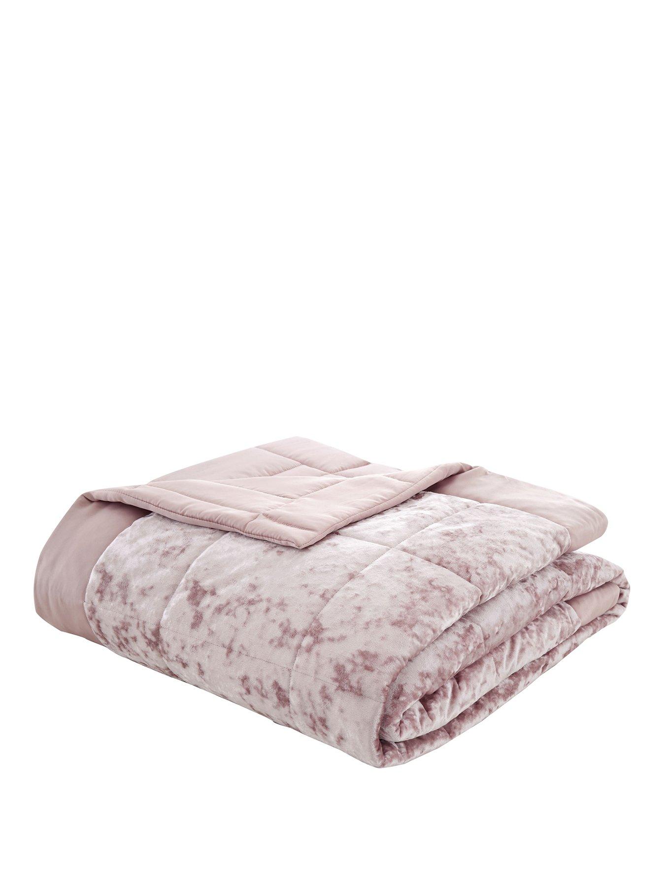 Catherine Lansfield Crushed Velvet Bedspread Throw Pink very.co.uk