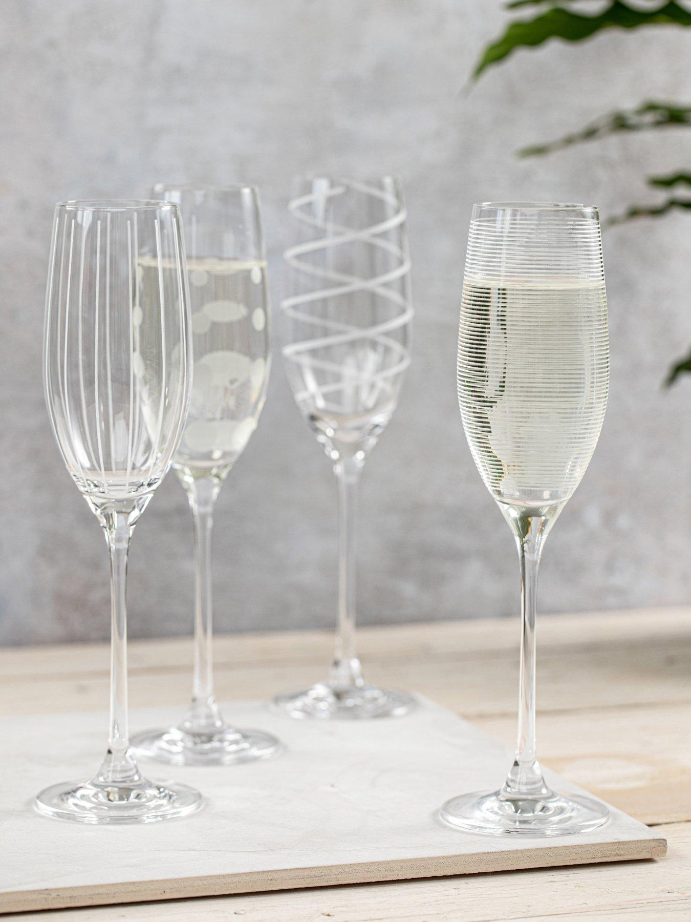 Mikasa Cheers Set of 4 Crystal Champagne Flutes