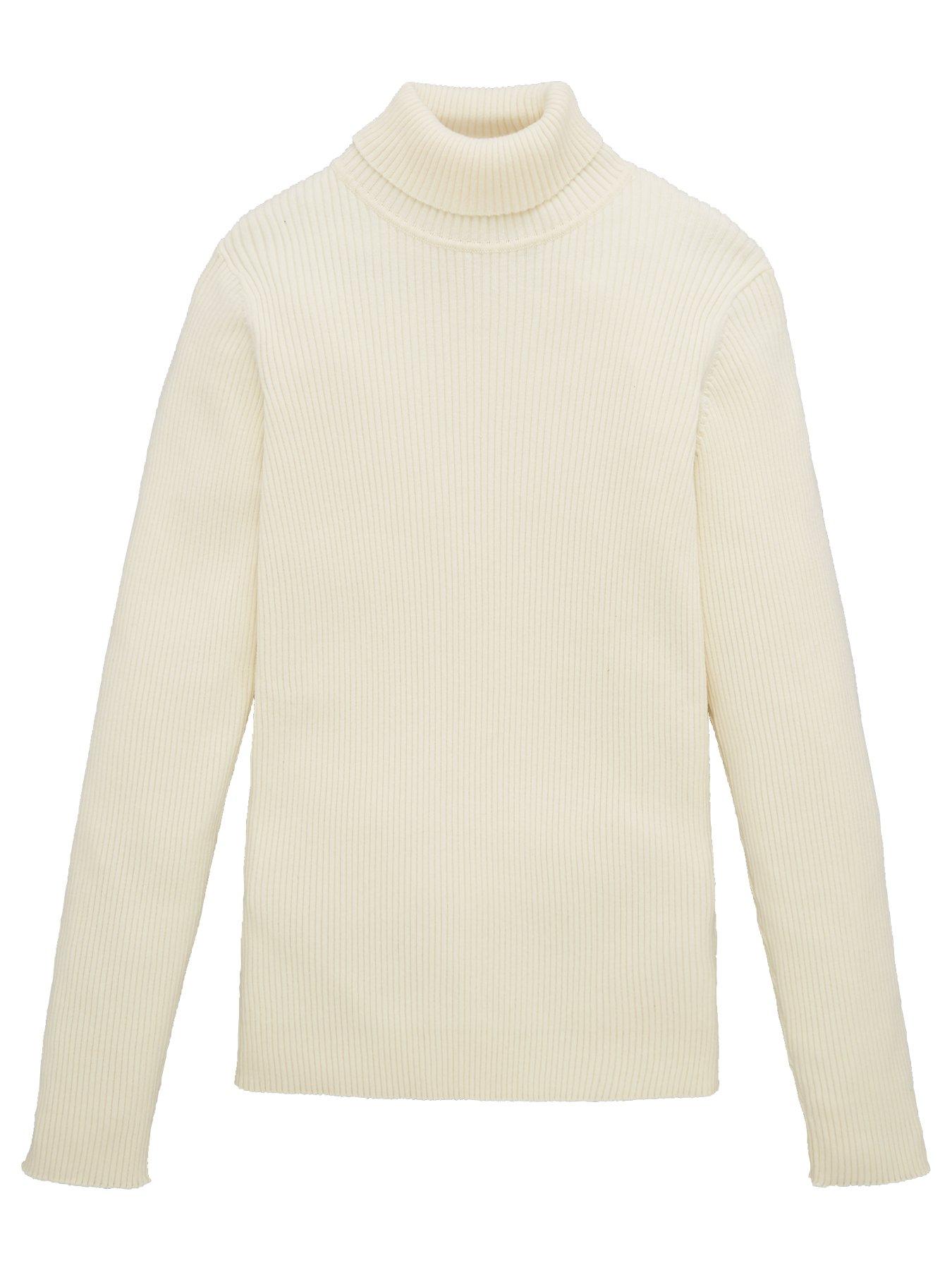 cream ribbed roll neck jumper
