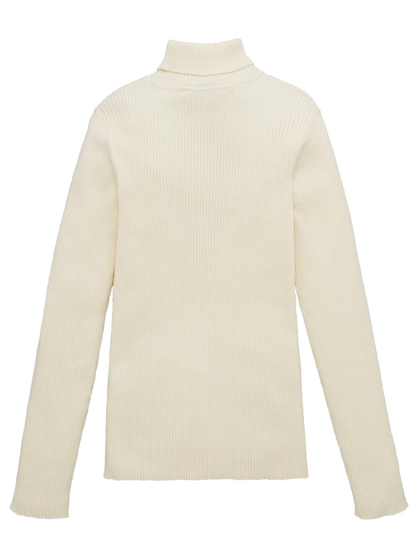 cream ribbed roll neck jumper