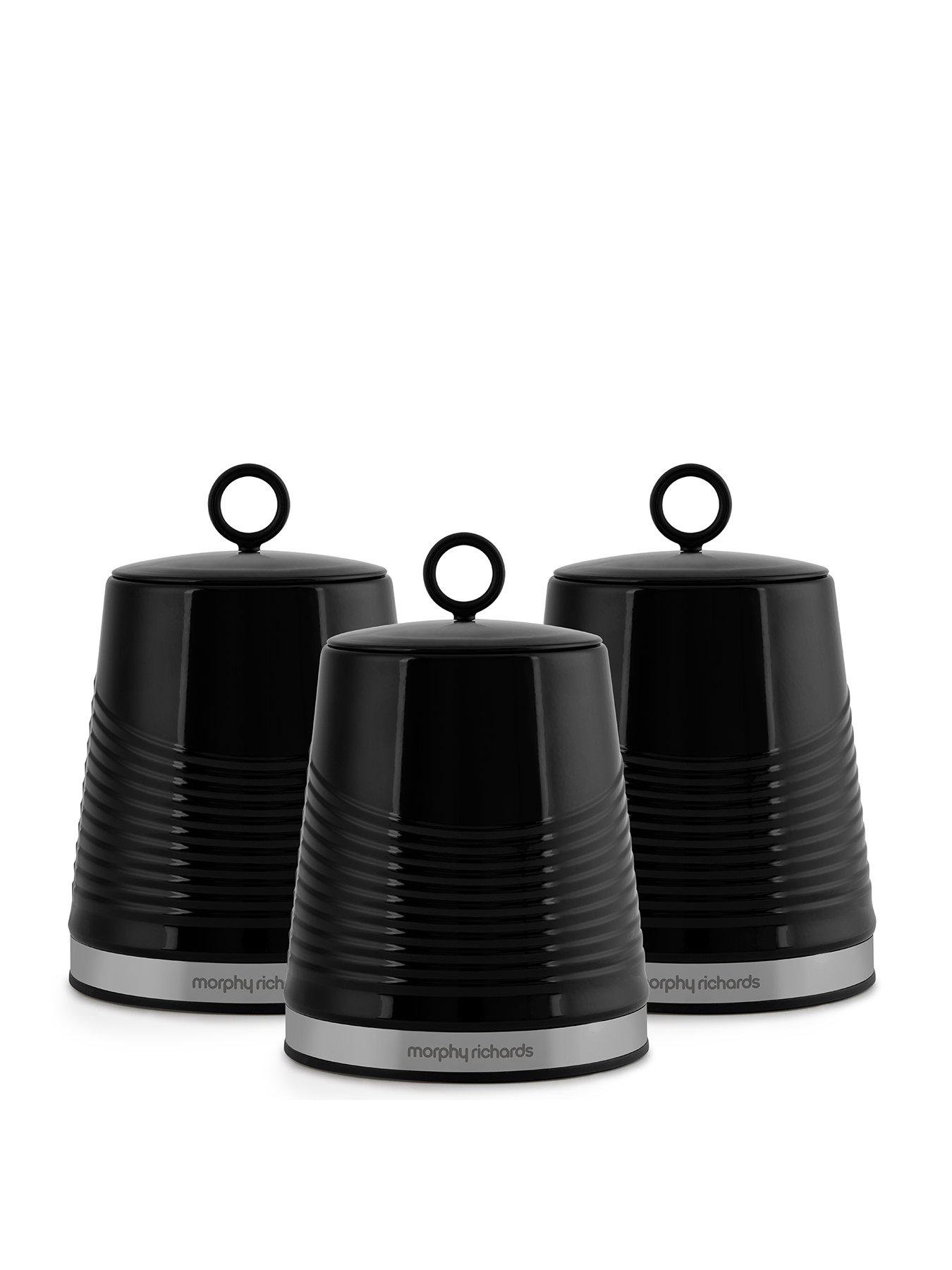 Product photograph of Morphy Richards Dune Set Of 3 Canisters Ndash Black from very.co.uk