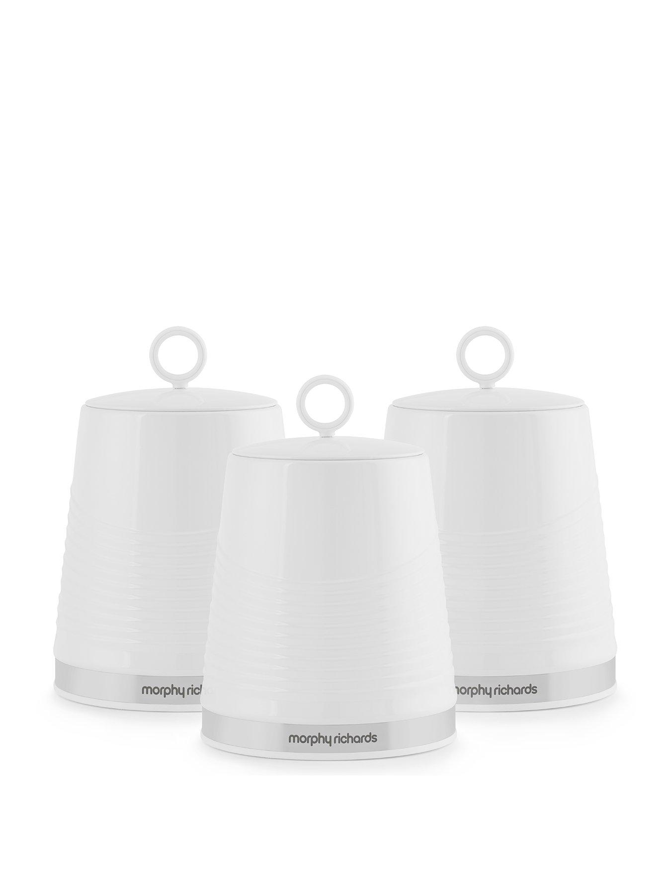 Product photograph of Morphy Richards Dune Set Of 3 Canisters Ndash White from very.co.uk