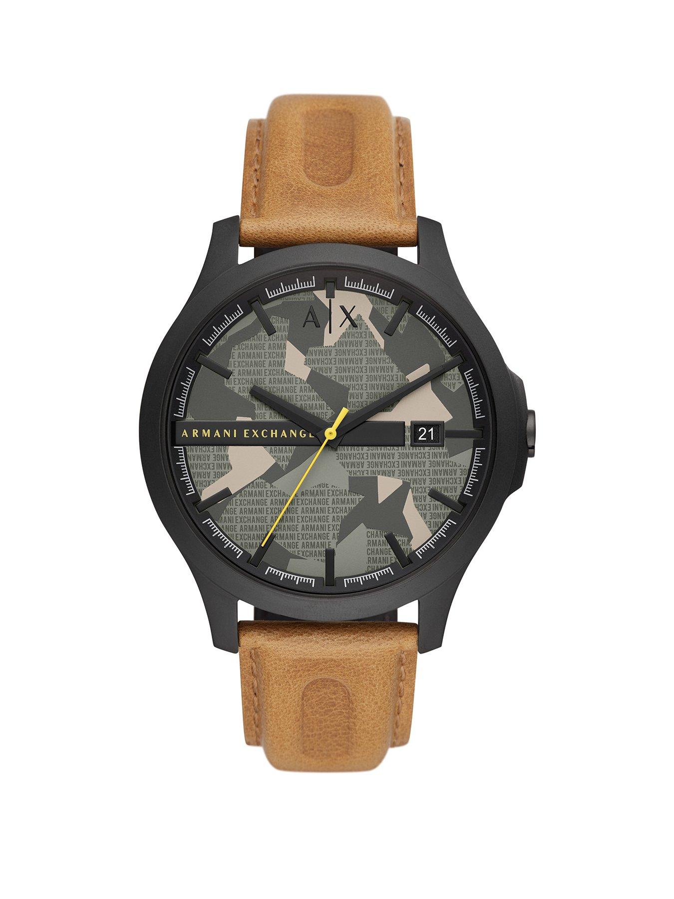 armani exchange watch men's leather strap