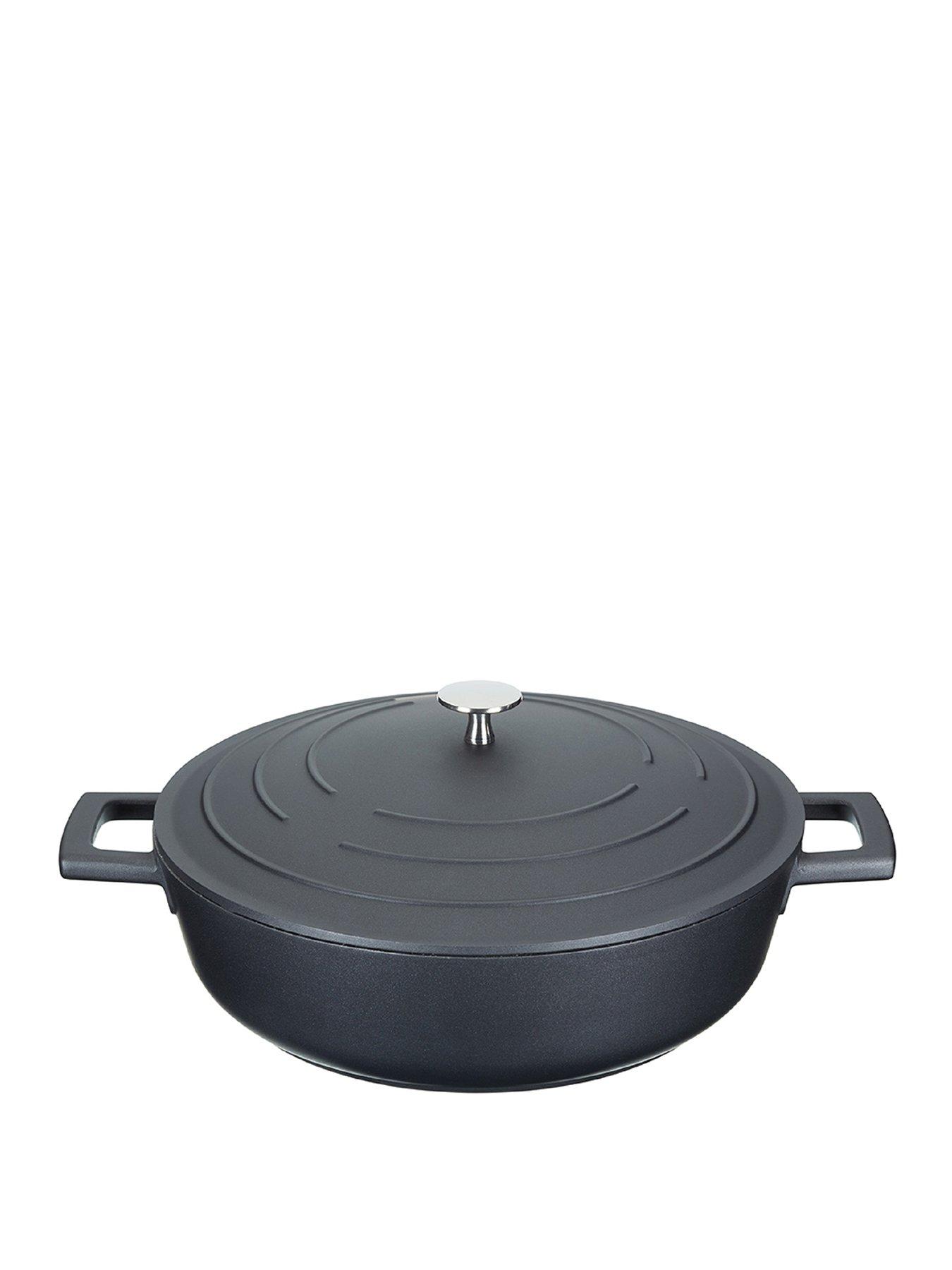 MasterClass Lightweight Cast Aluminium Shallow 4 Litre Casserole Dish - Black