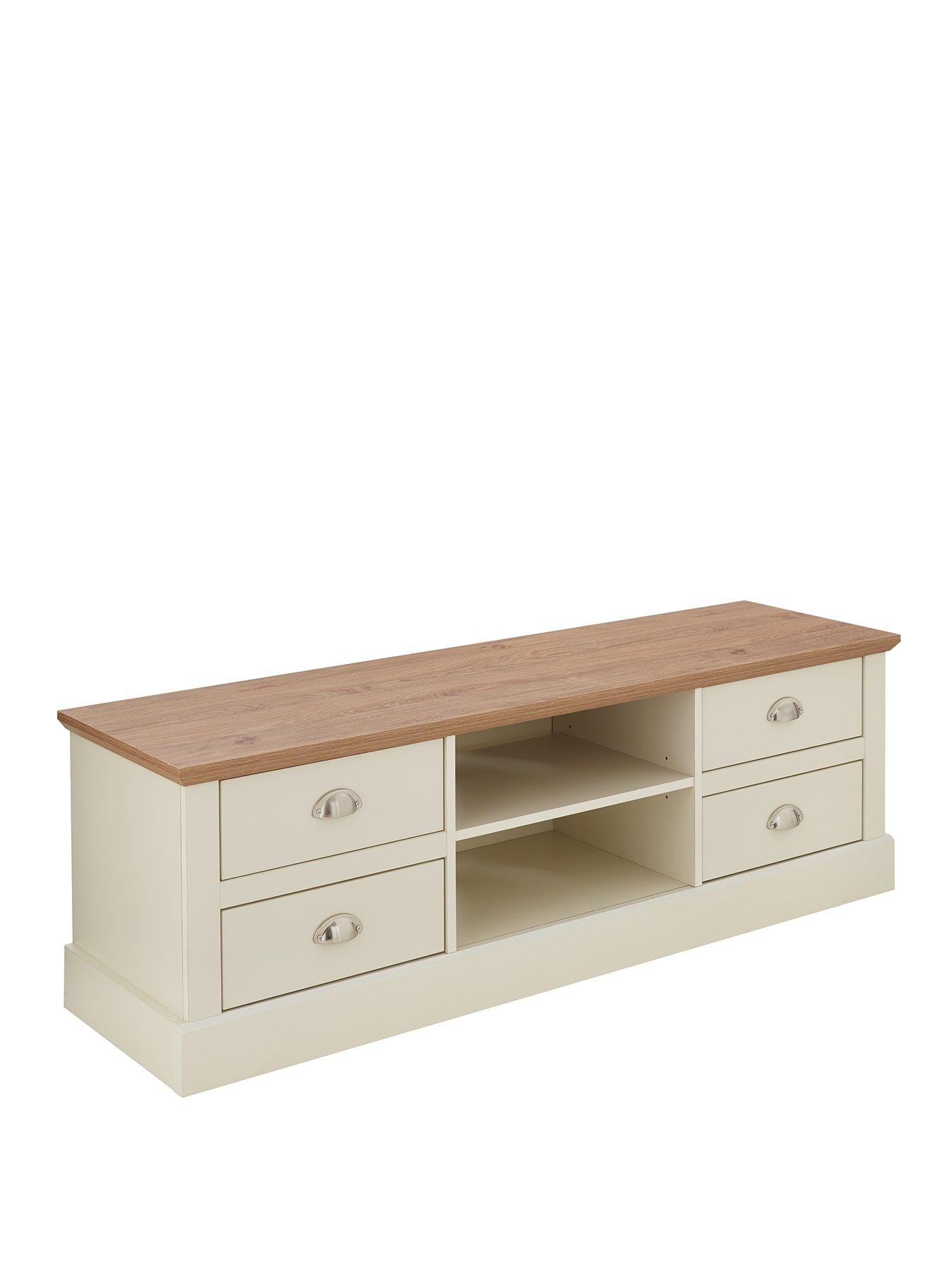 Image 3 of 6 of Very Home Crawford 3 Piece Package - TV Unit, Coffee Table and Lamp Table - Ivory/Oak Effect
