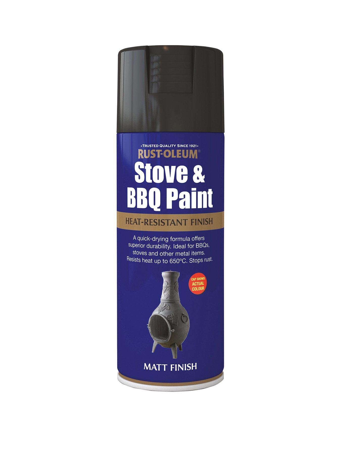 Product photograph of Rust-oleum Stove Amp Bbq Spray Paint Black Matt 400ml from very.co.uk