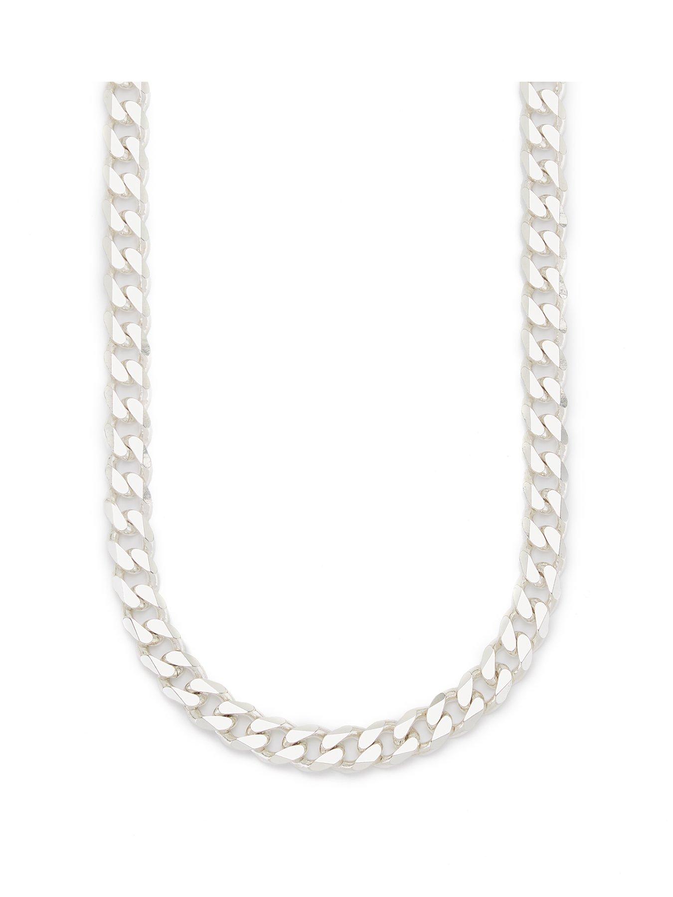 Heavy Silver Necklace Chain | Unisex Sterling Rounded Box Chain - 24