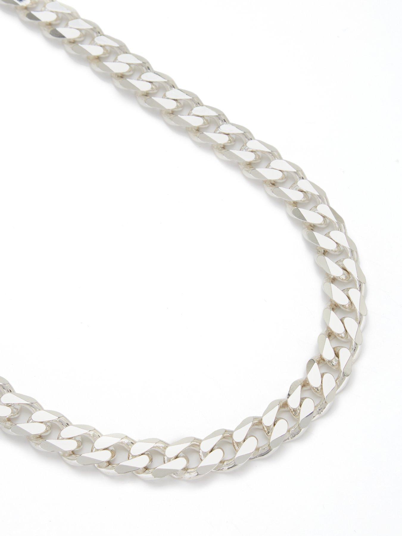 Silver curb chain on sale necklace