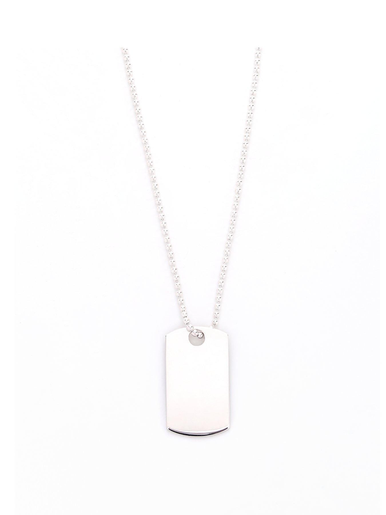 Product photograph of The Love Silver Collection Mens Sterling Silver Dog Tag from very.co.uk