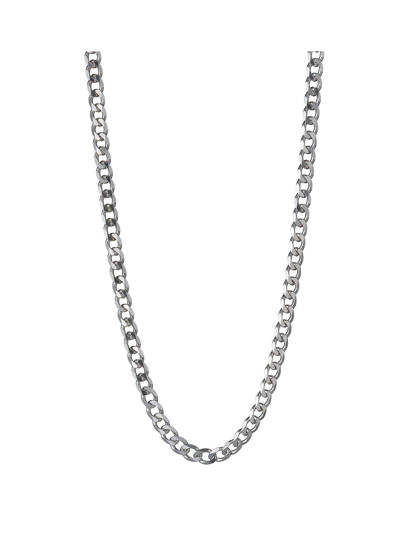 Product photograph of The Love Silver Collection Sterling Silver 1 2oz Solid Diamond Cut Curb Chain from very.co.uk