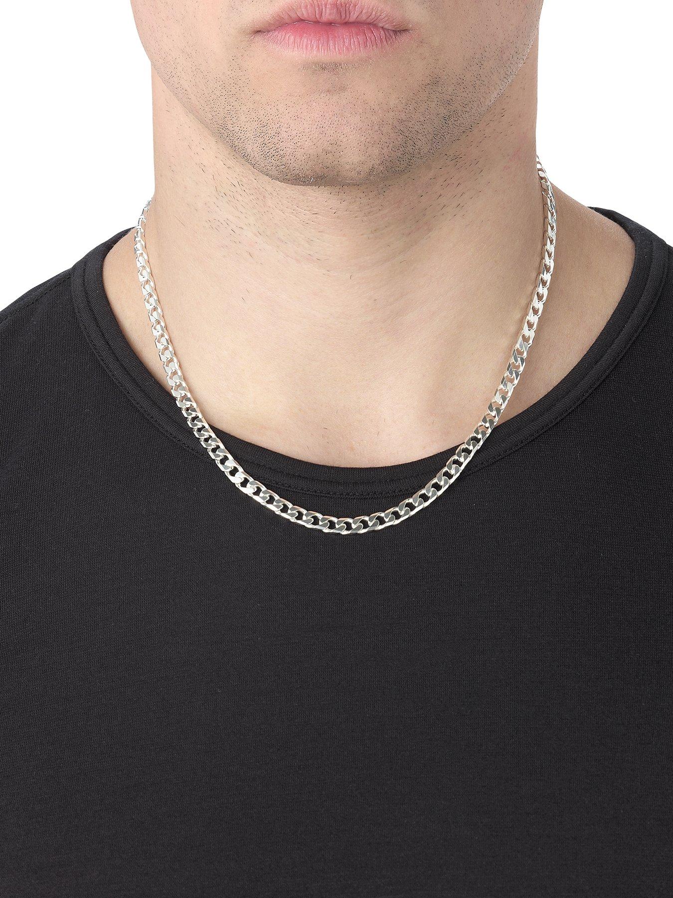 Mens solid sale silver curb chain