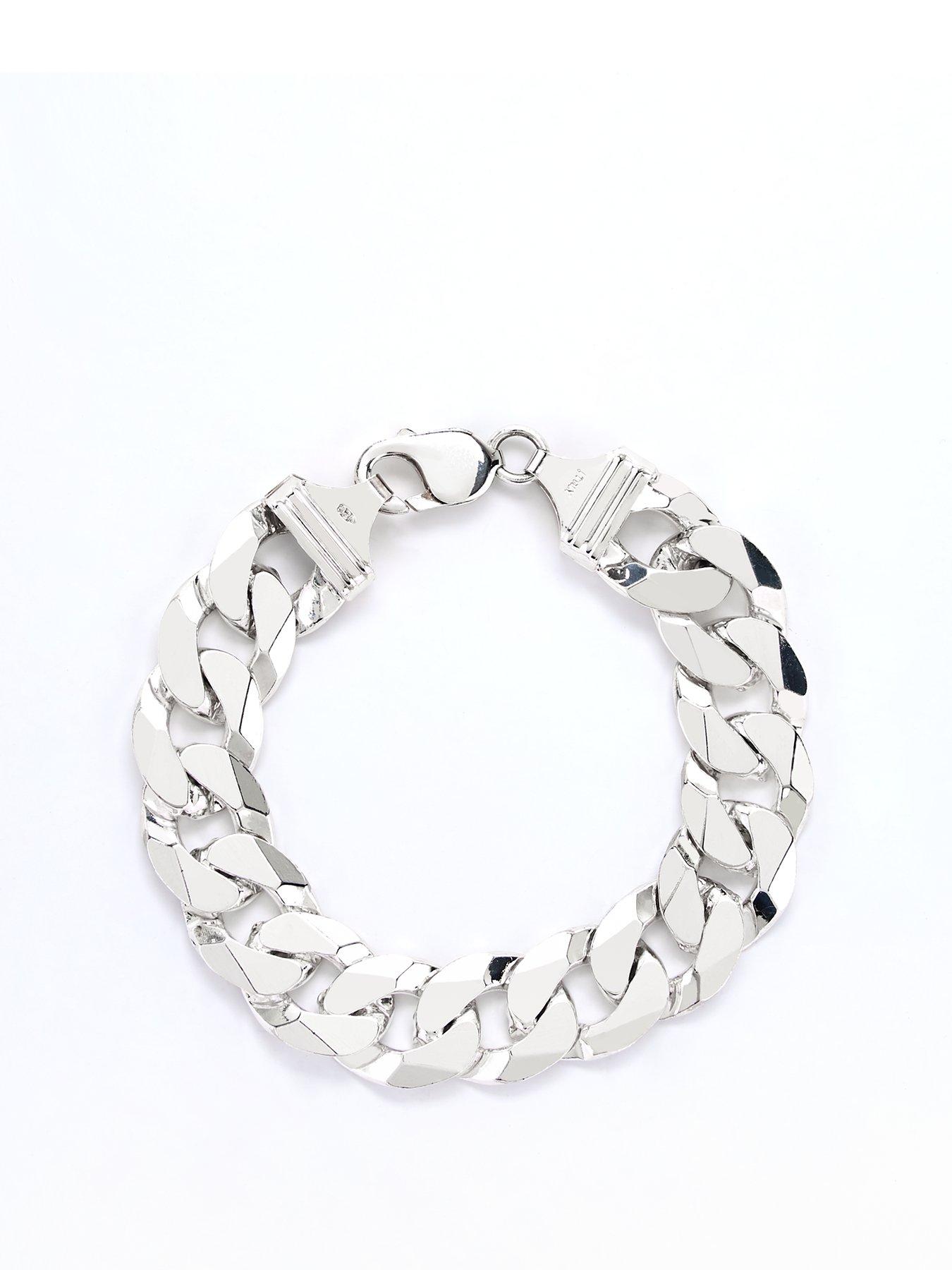 Product photograph of The Love Silver Collection Mens Sterling Silver 9 Inch 2 Oz Curb Chain Bracelet from very.co.uk