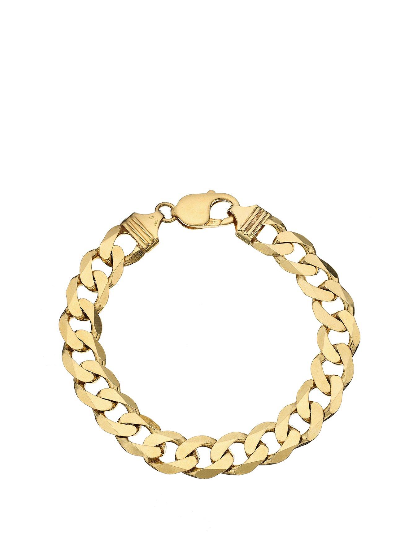 Product photograph of Love Gold 9ct Yellow Gold 1 2 Oz Solid Diamond Cut Curb Bracelet from very.co.uk