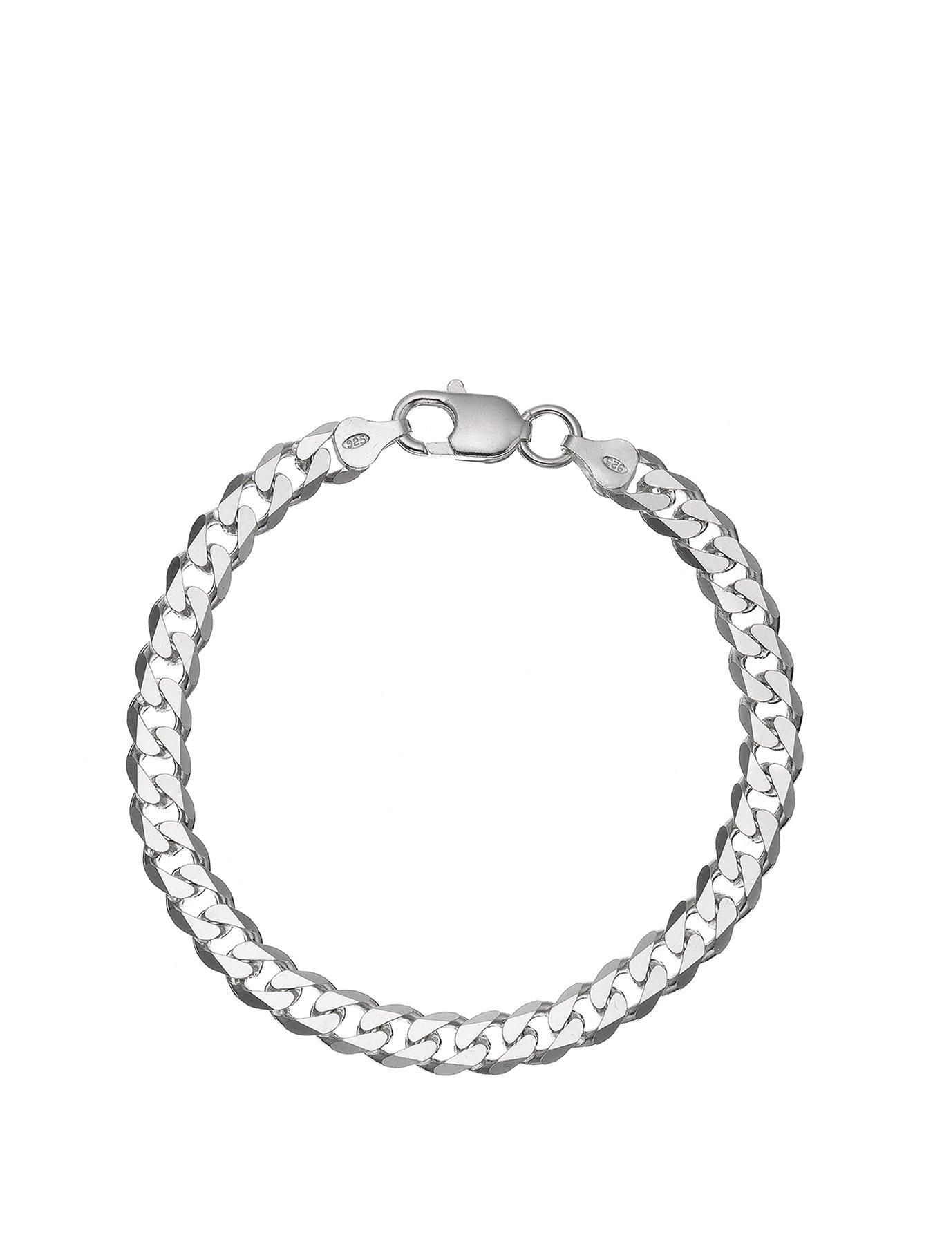 Product photograph of The Love Silver Collection Sterling Silver 1 2 Oz Solid Diamond Cut Curb Mens Bracelet from very.co.uk