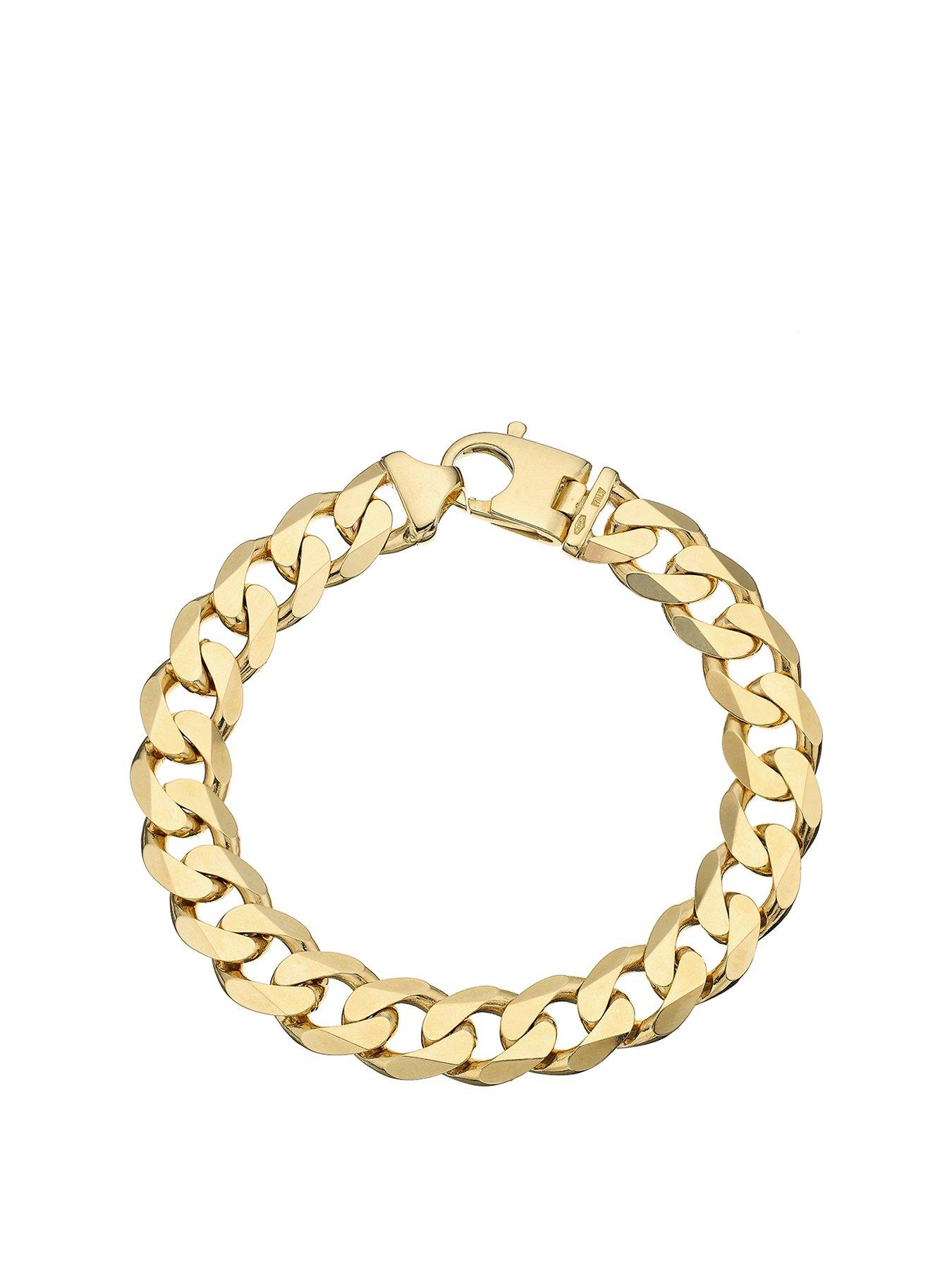  9ct Yellow Gold 2 oz Solid Diamond Cut Curb Bracelet