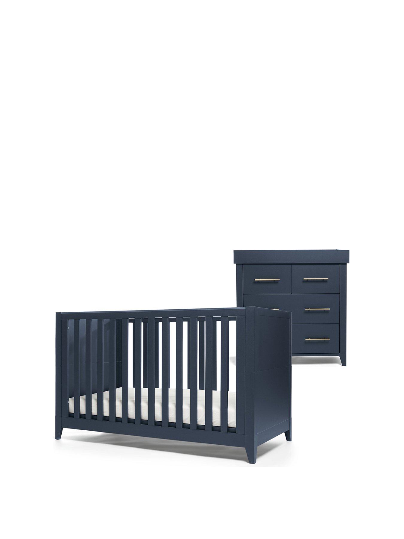 Mamas \u0026 Papas Melfi 2 Piece Cot Bed \u0026 Dresser Set - Midnight Blue