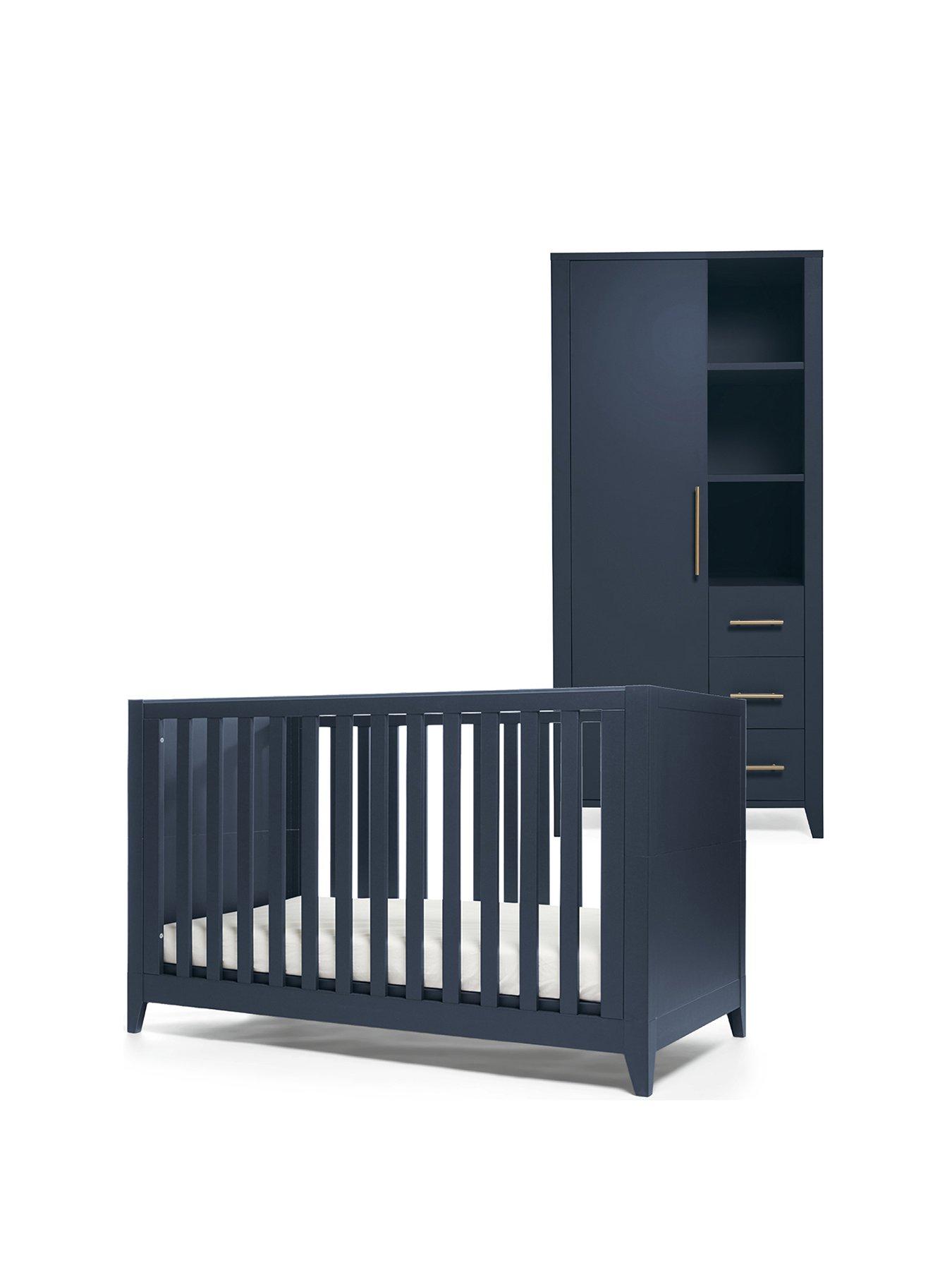 Mamas & Papas Melfi Cot Bed and Storage Wardrobe Midnight Blue very