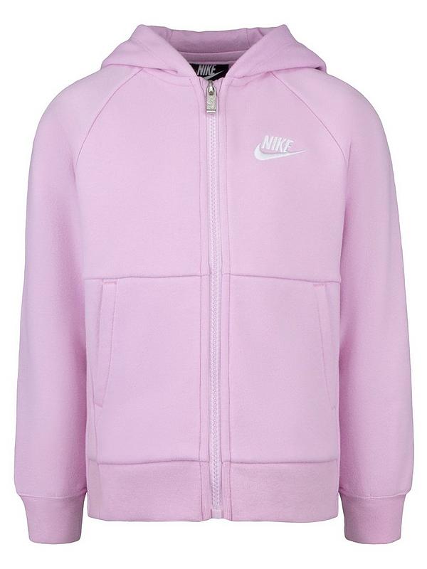 Nike NSW Younger Girls Fleece Full Zip Hoodie- Pink | very.co.uk