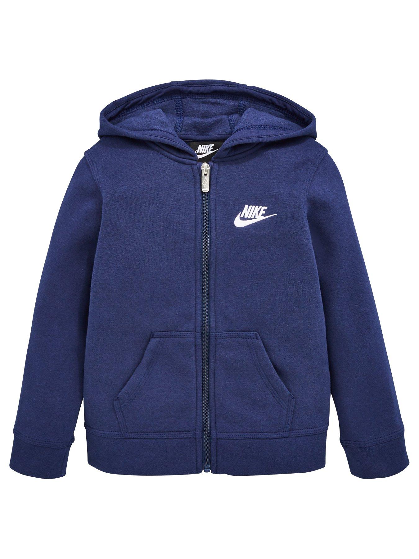 nike zip up hoodie with futura logo in navy