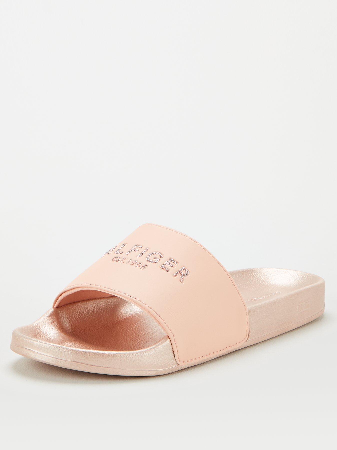 tommy hilfiger rose gold sliders