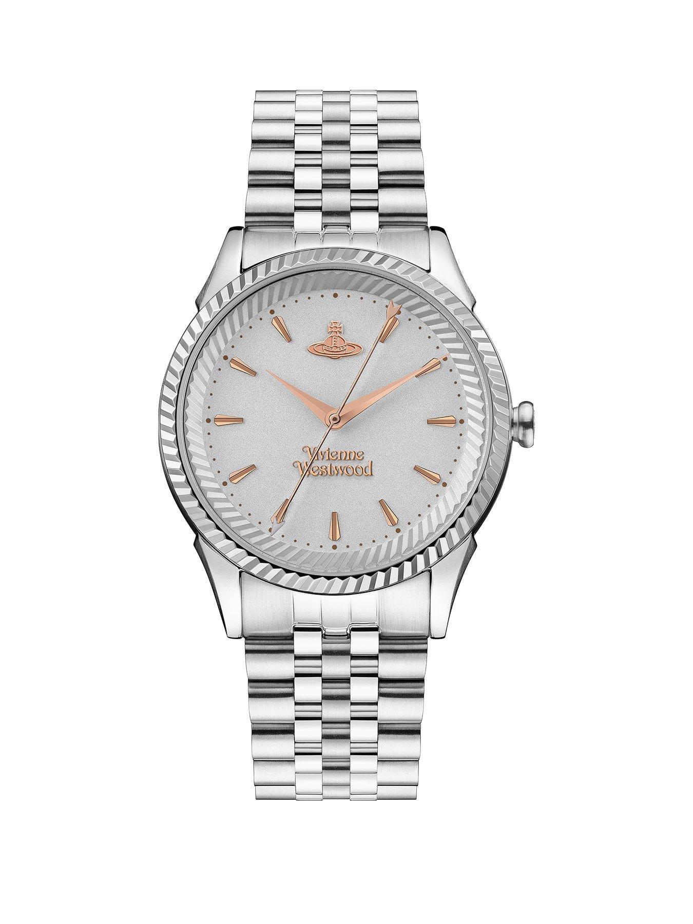 Ladies Silver and Rose Gold Detail Stainless Steel Bracelet Watch