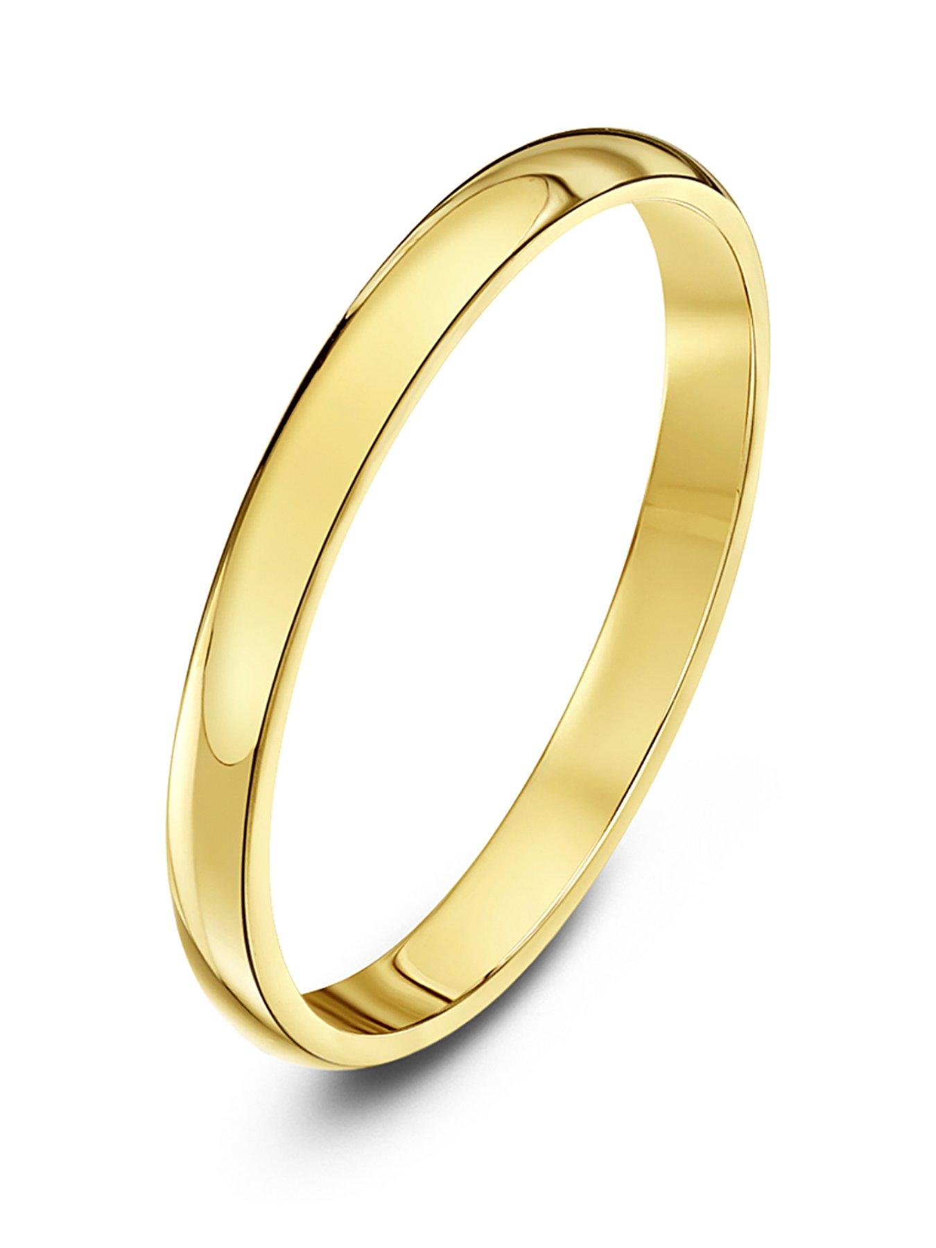 The Love Collection 9ct Yellow Gold 2mm Heavy D Shape Band