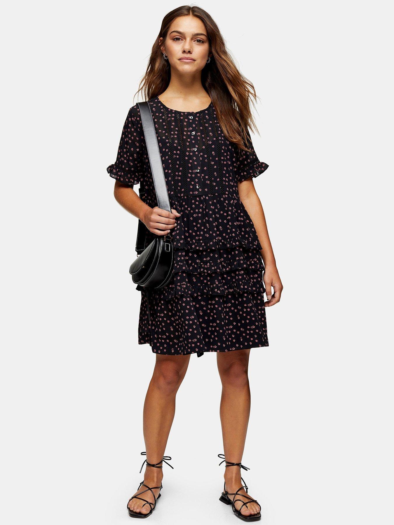 topshop spot trim smock dress