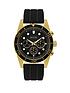 bulova-black-and-gold-chronograph-dial-black-silicone-strap-mens-watchfront