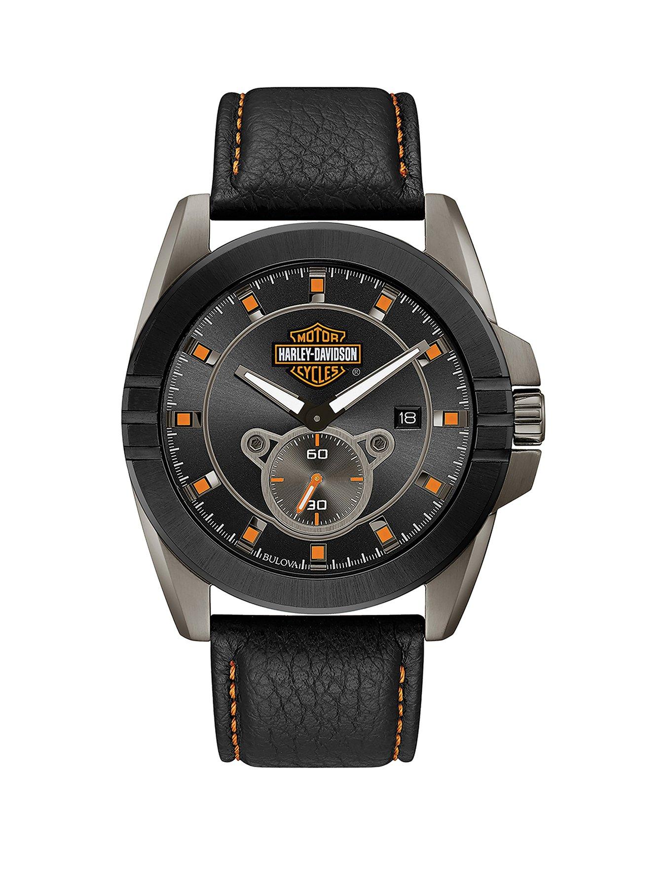 Bulova Harley Davidson By Bulova Black Leather Strap Black Dial Mens Watch review