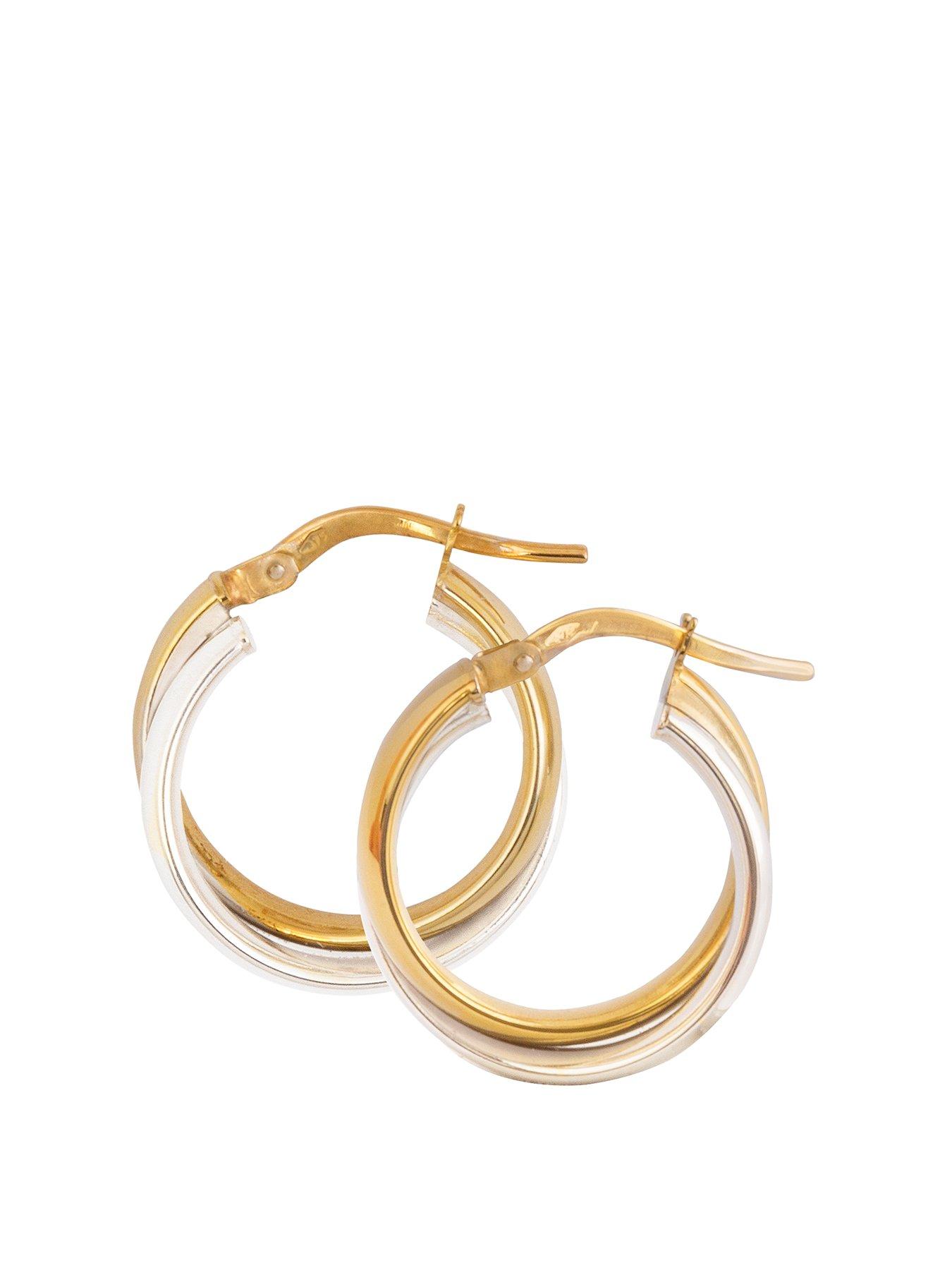 Product photograph of Love Gold 9ct Gold Two-tone Round Oval-shaped Creole Hoop Earrings from very.co.uk