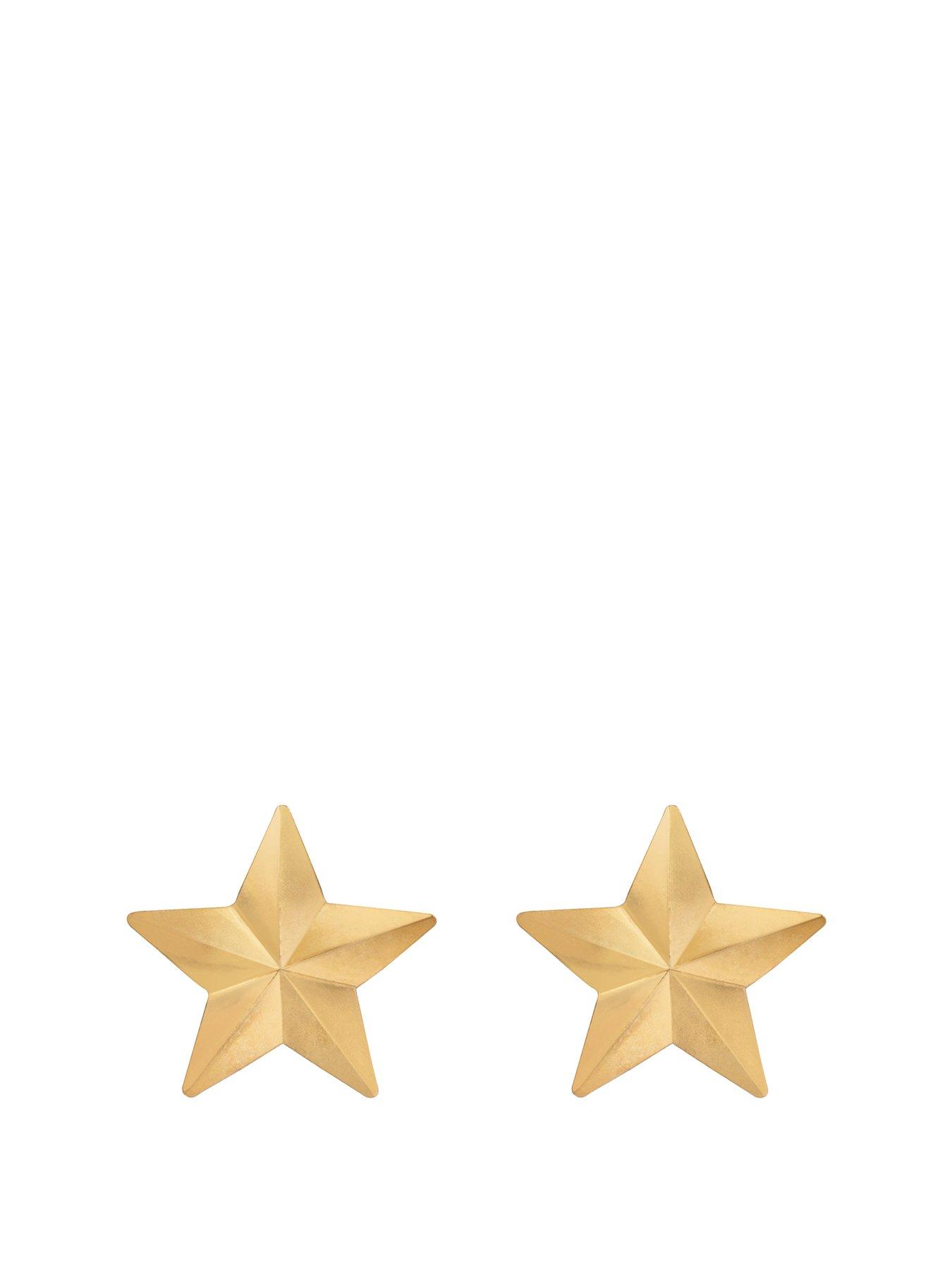 Women 9ct Gold Star Stud Earrings